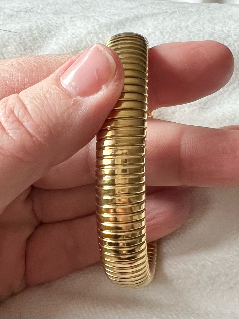 Gold Ribbed Bangle Bracelet - Picture 2 of 6